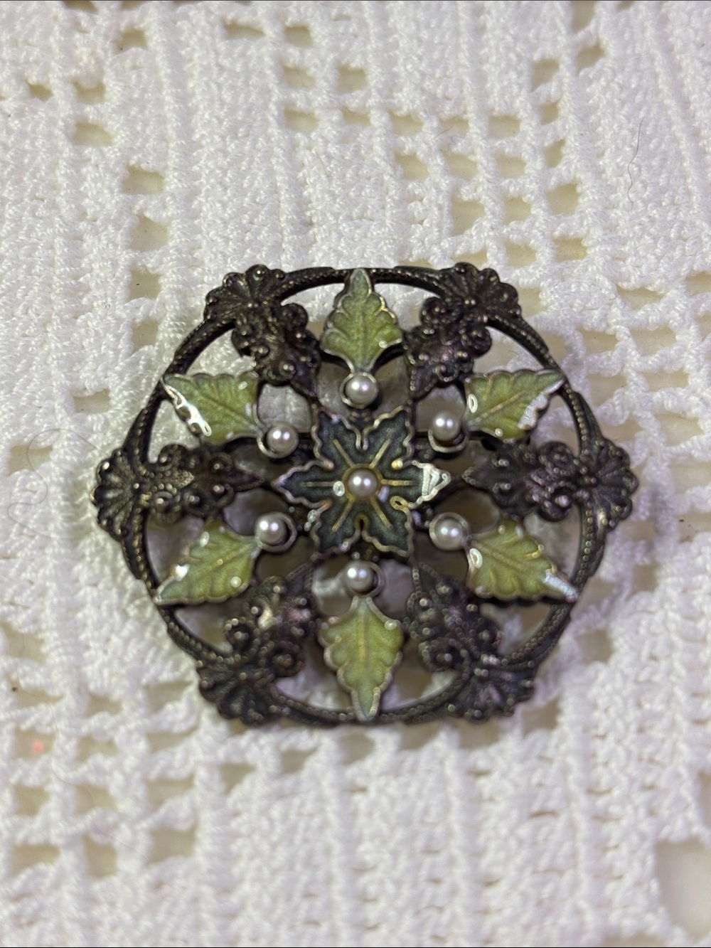 Catherine Popesco Sterling silver enameled brooch